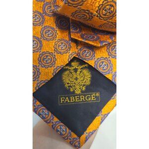 Faberge Orange/Blue Silk Tie made in USA